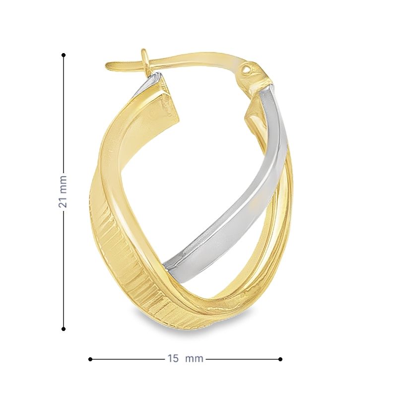 14K Yellow and White Gold Fancy Hoop Earrings