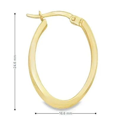 14K Yellow Gold Patterned Oval Hoop Earrings