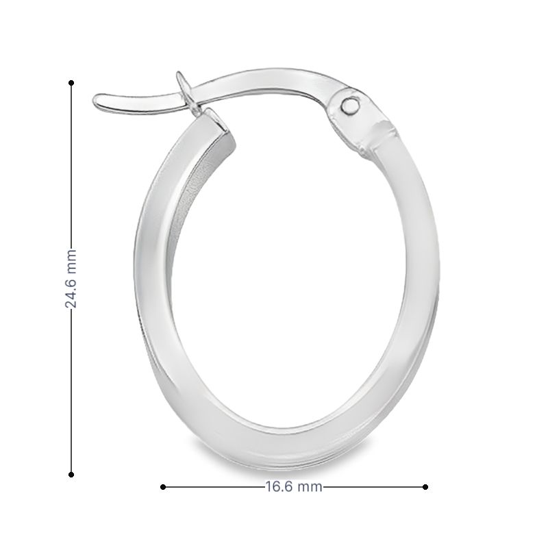 Oval Hoop Earrings in 14K White Gold Patterned