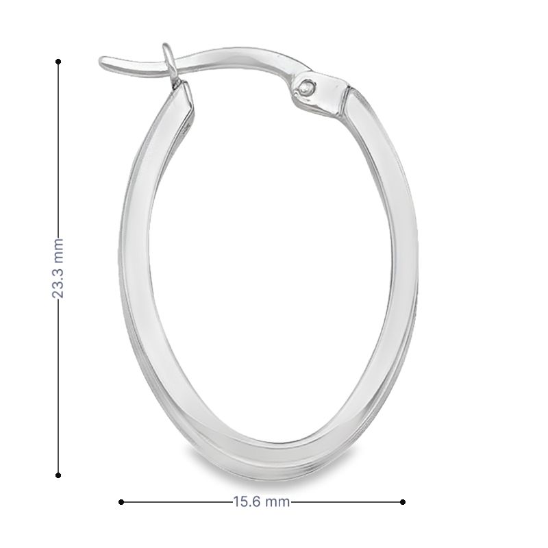 14K White Gold Patterned Oval Hoop Earrings