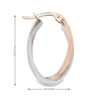 14K Rose and White Gold Fancy Hoop Earrings