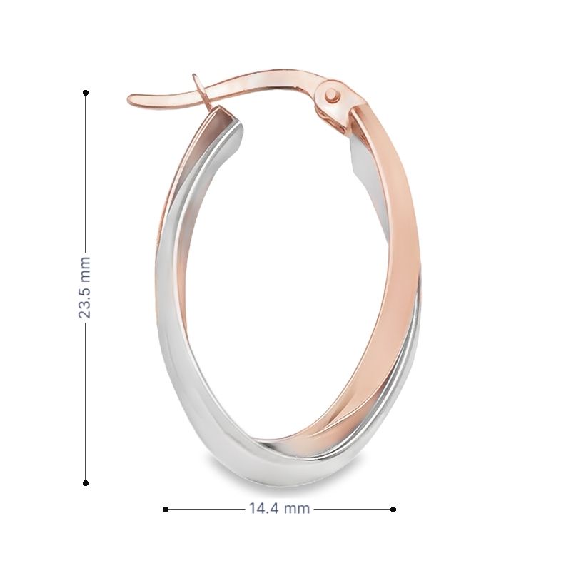 14K Rose and White Gold Fancy Hoop Earrings