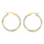 10K Yellow and White Gold Textured Hoop Earrings