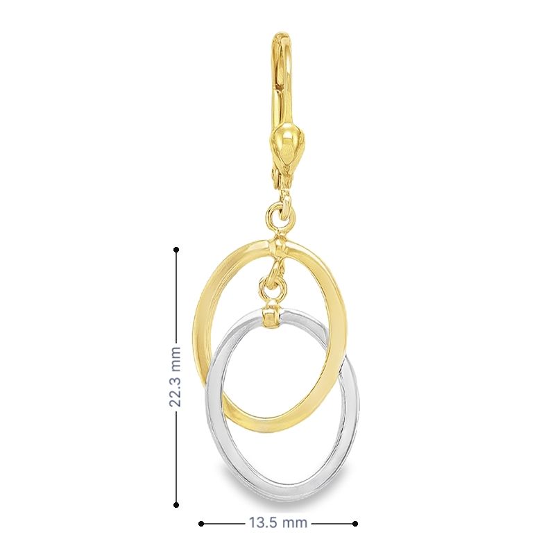 10K Two Tone Gold Fancy Link Drop Earrings