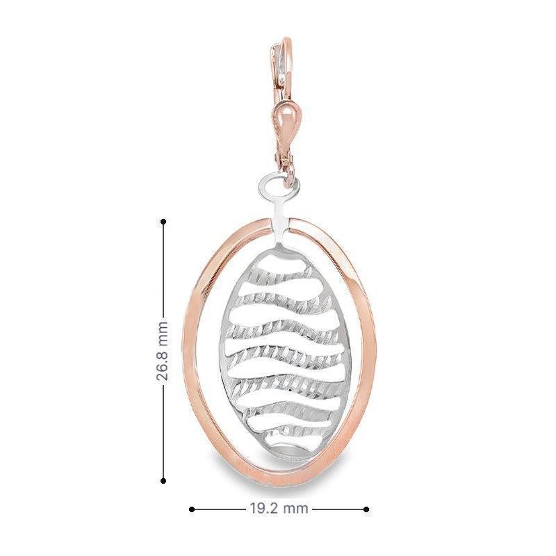 10K Rose & White Gold Oval Drop Earrings