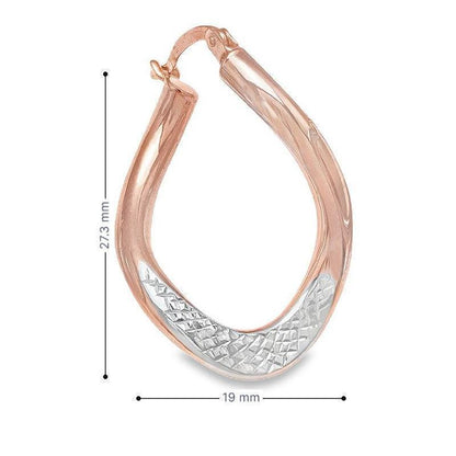 10K Rose and White Gold Fancy Hoop Earrings