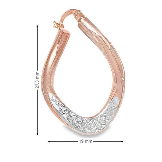 10K Rose and White Gold Fancy Hoop Earrings