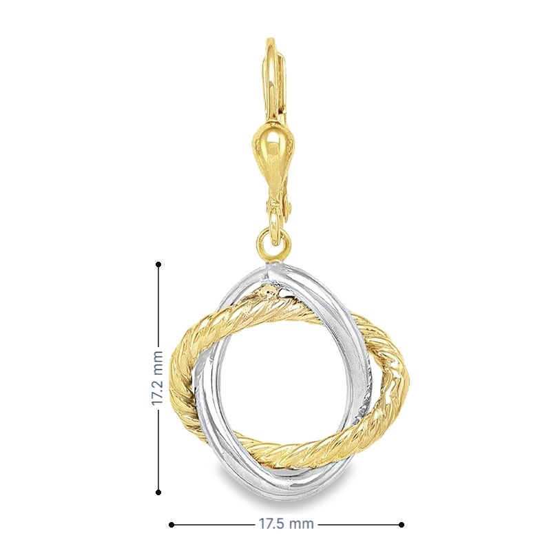 10K Two Tone Gold Fancy Knot Drop Earrings