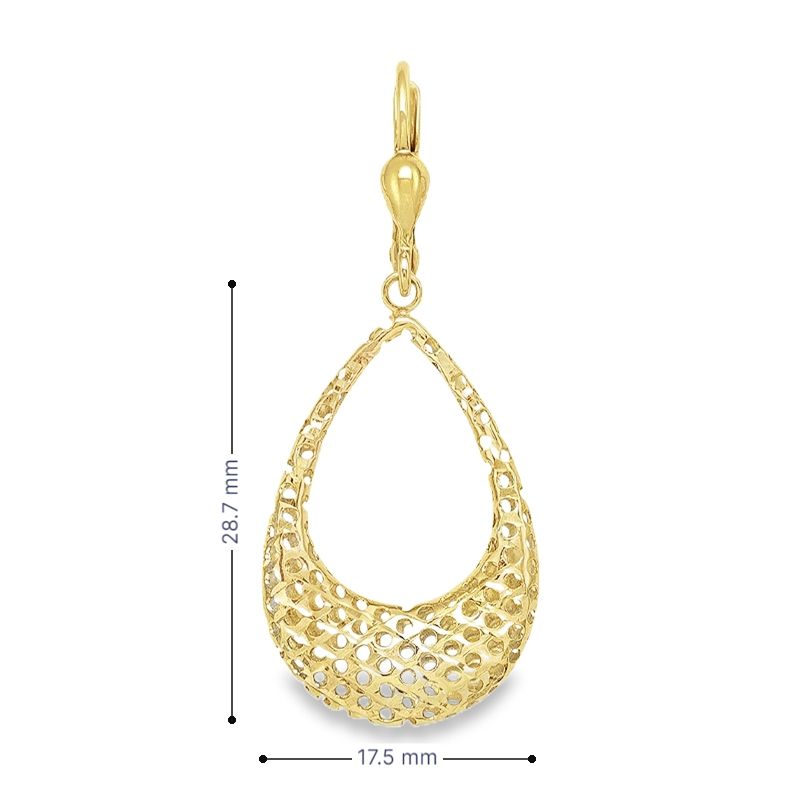 10K Yellow Gold Openwork Filigree Teardrop Earrings