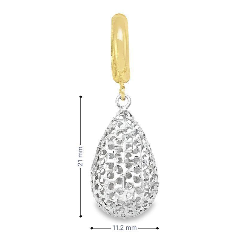 10K Yellow and White Gold Fancy Diamond Cut Tear Drop Earrings