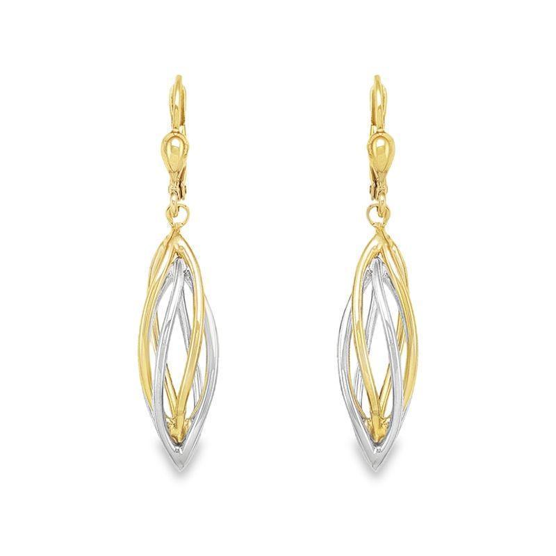 10K White and Yellow Gold Fancy Drop Earrings