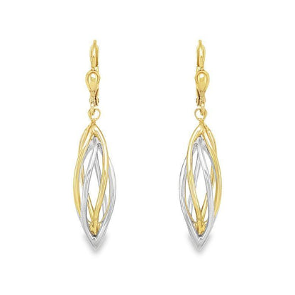 10K White and Yellow Gold Fancy Drop Earrings
