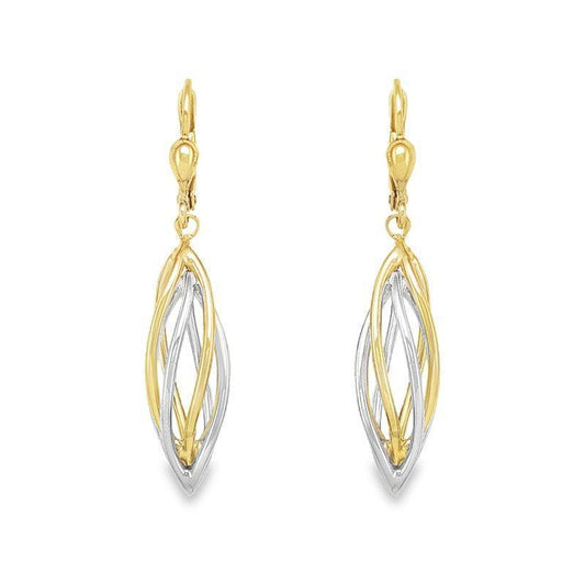 10K White and Yellow Gold Fancy Drop Earrings