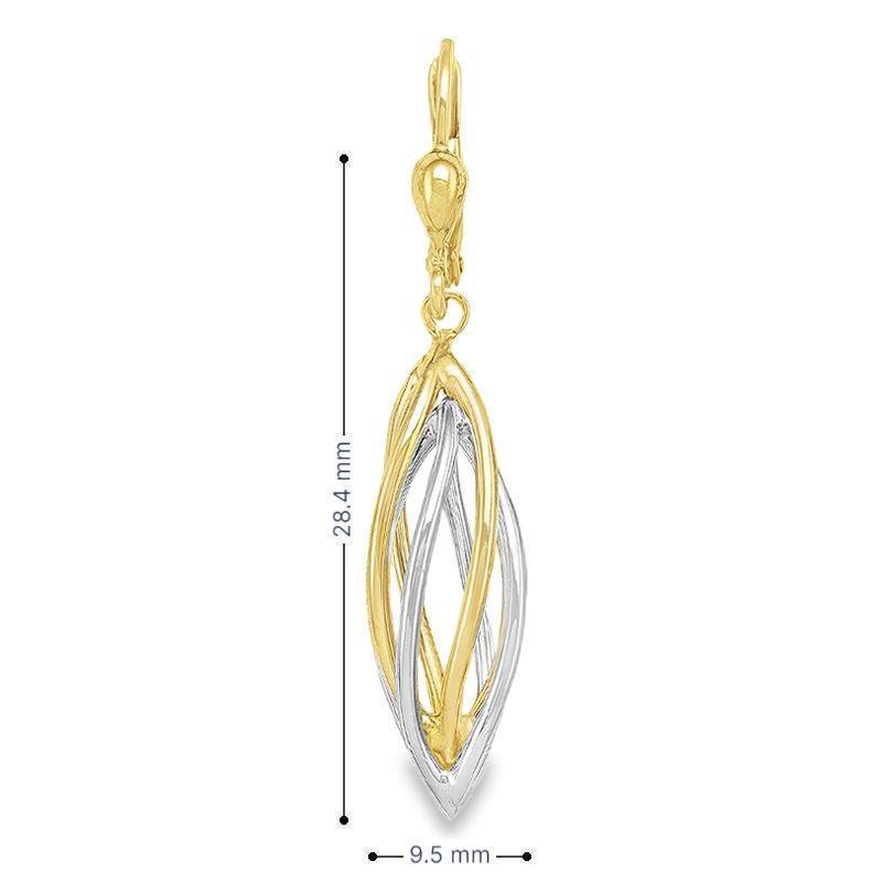 10K White and Yellow Gold Fancy Drop Earrings