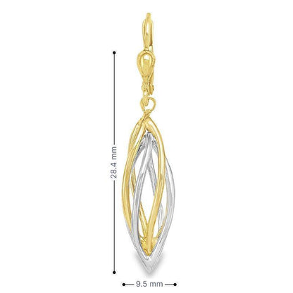 10K White and Yellow Gold Fancy Drop Earrings