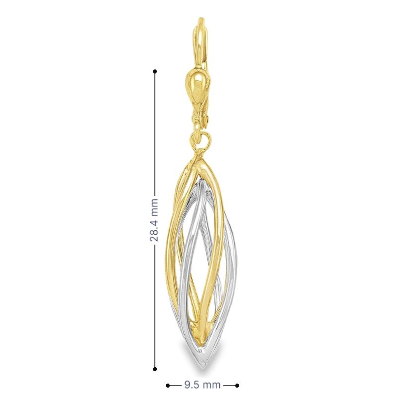 10K White and Yellow Gold Fancy Drop Earrings