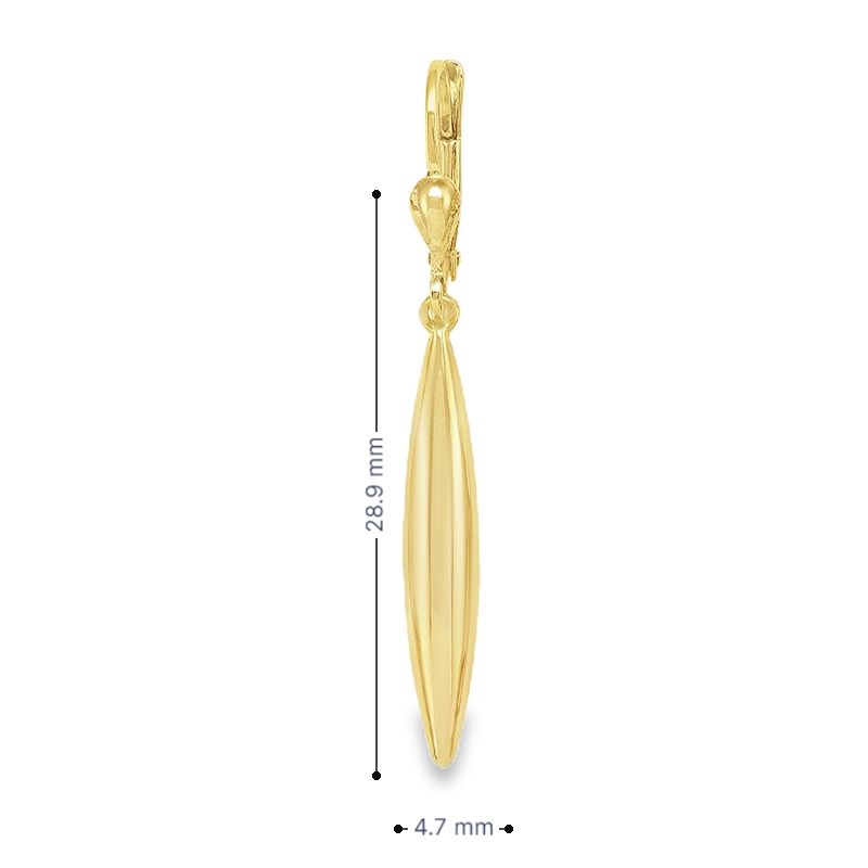 10K Yellow Gold High Polish Long Drop Earrings