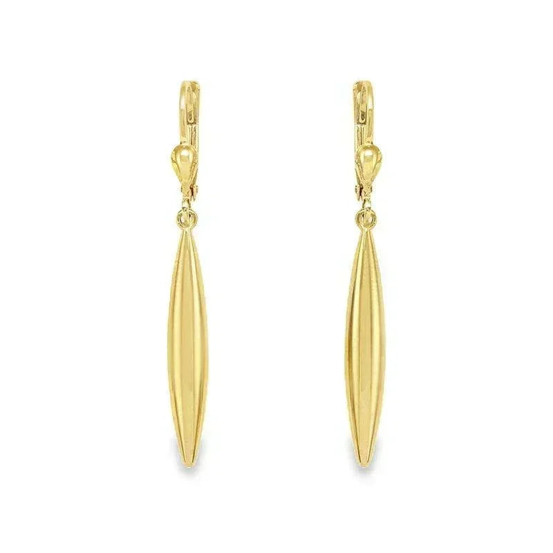 10K Yellow Gold High Polish Long Drop Earrings