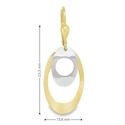 10K Two-Tone Gold Oval Fancy Drop Earrings