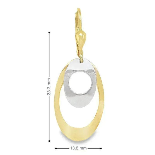 10K Two-Tone Gold Oval Fancy Drop Earrings