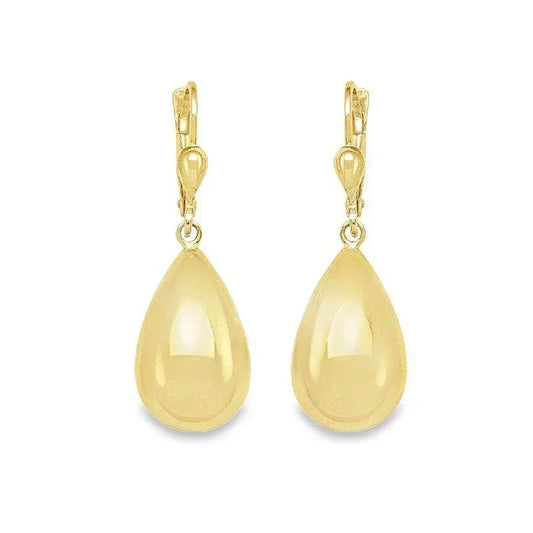10K Yellow Gold Fancy High Polish Drop Earrings