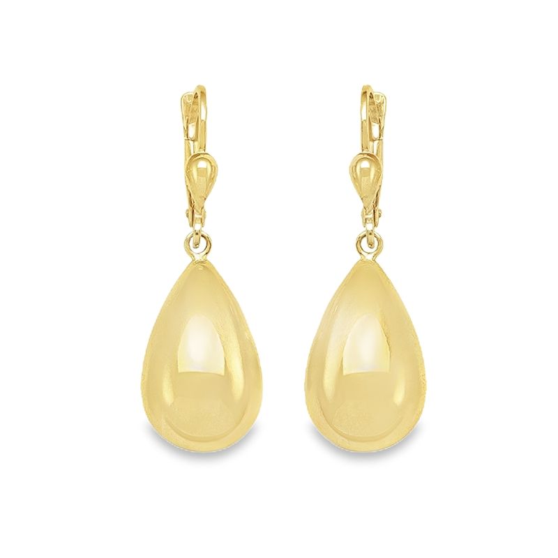 10K Yellow Gold Fancy High Polish Drop Earrings 