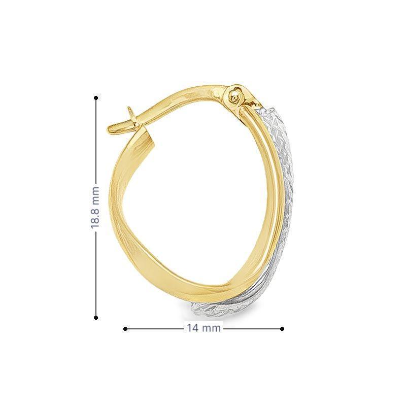 10K Two-Tone Gold Textured Hoop Earrings