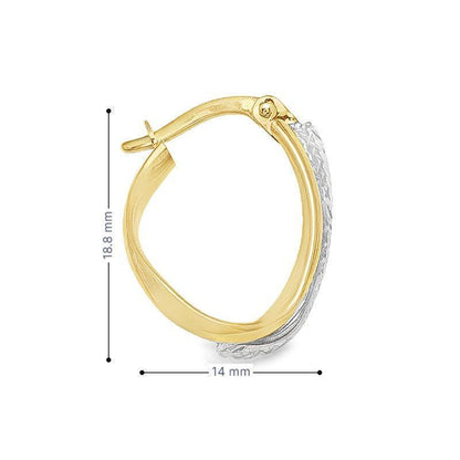 10K Two-Tone Gold Textured Hoop Earrings