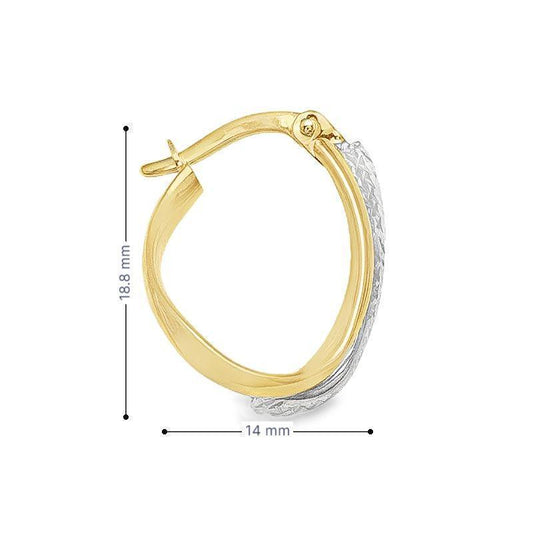 10K Two-Tone Gold Textured Hoop Earrings