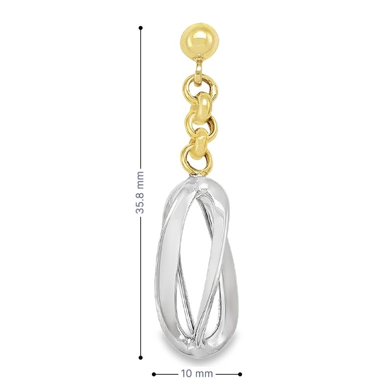 10K Two-Tone Gold Infinity Loop Drop Earrings