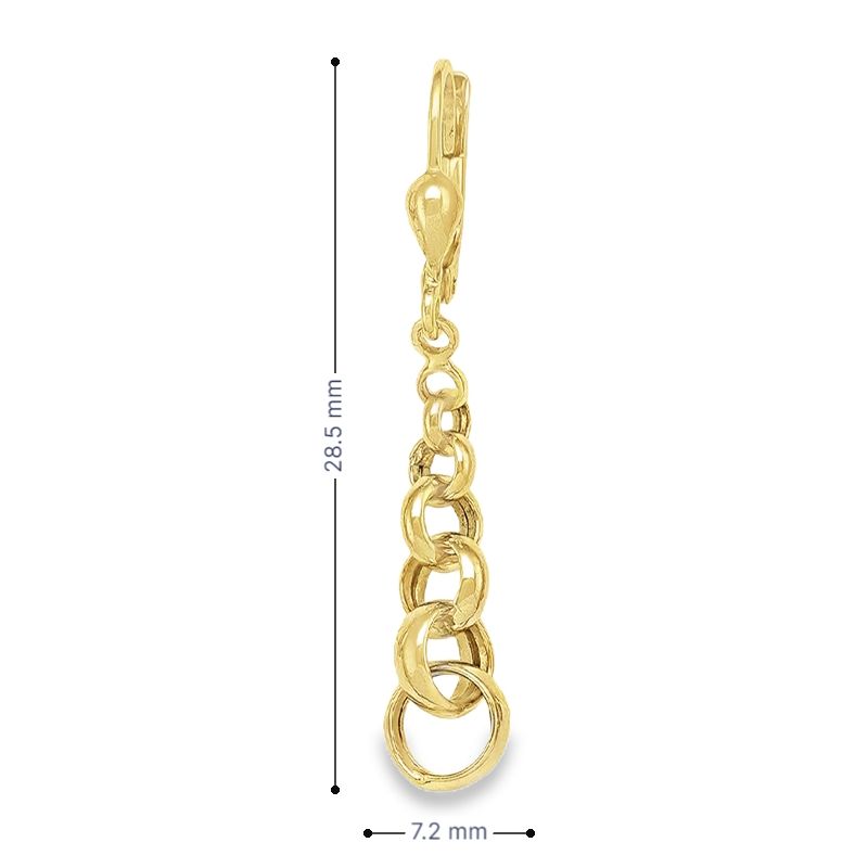 10K Yellow Gold High Polish Link Drop Earrings