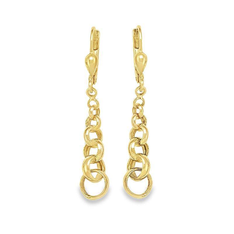 10K Yellow Gold High Polish Link Drop Earrings
