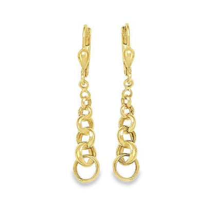 10K Yellow Gold High Polish Link Drop Earrings