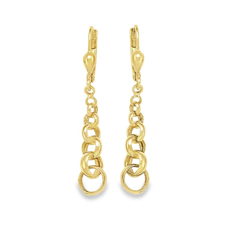 10K Yellow Gold High Polish Link Drop Earrings