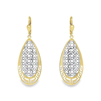 10K Two Tone Gold Fancy Drop Earrings