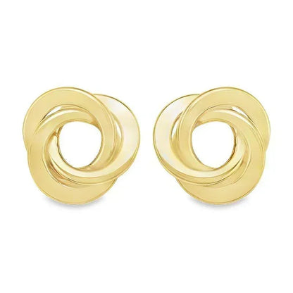 Love Knot Stud Earrings in 14K Yellow Solid Gold