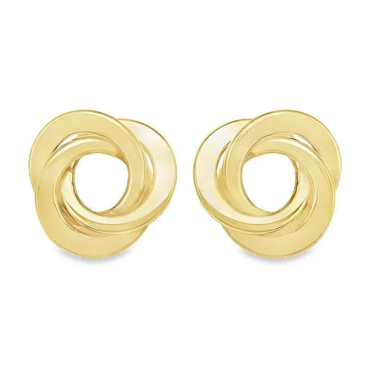 Love Knot Stud Earrings in 14K Yellow Solid Gold