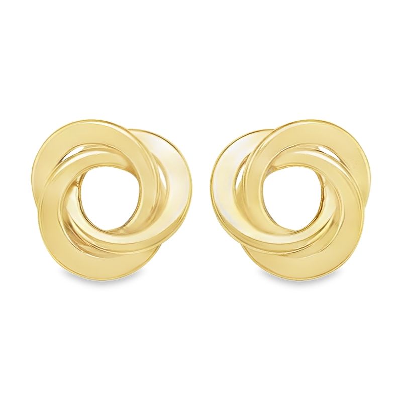 Love Knot Stud Earrings in 14K Yellow Solid Gold