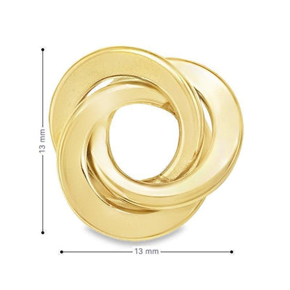 Love Knot Stud Earrings in 14K Yellow Solid Gold
