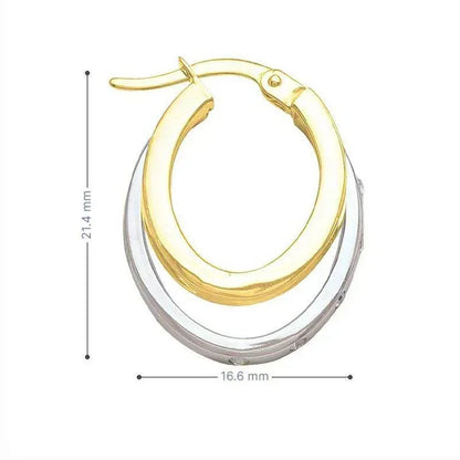 10K Yellow and White Gold Fancy Hoop Earrings
