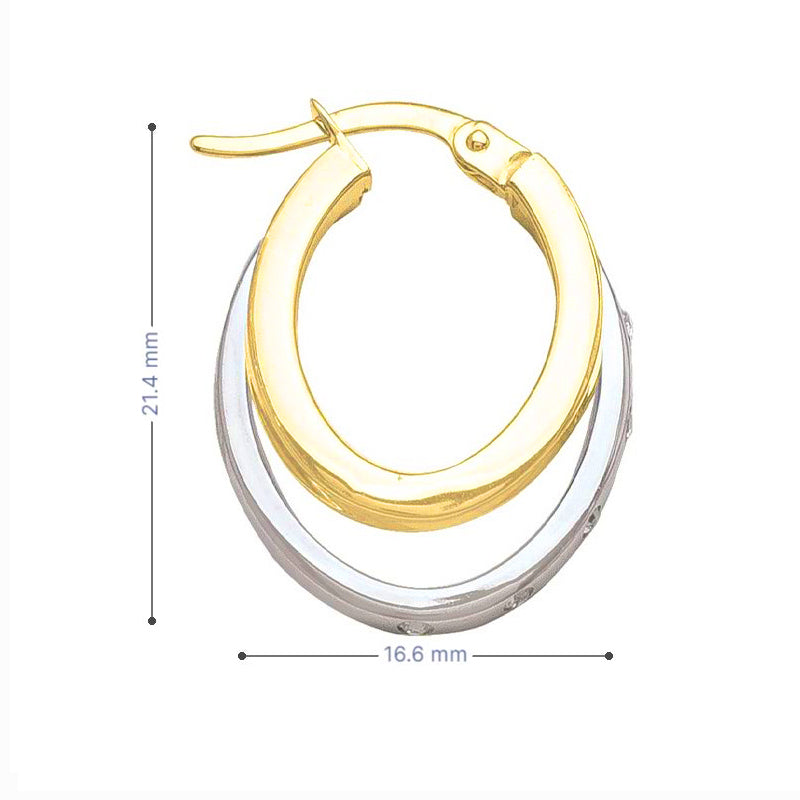 10K Yellow and White Gold Fancy Hoop Earrings