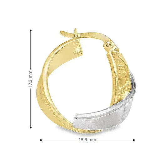 Fancy Hoop Earrings in 10K Yellow and White Gold