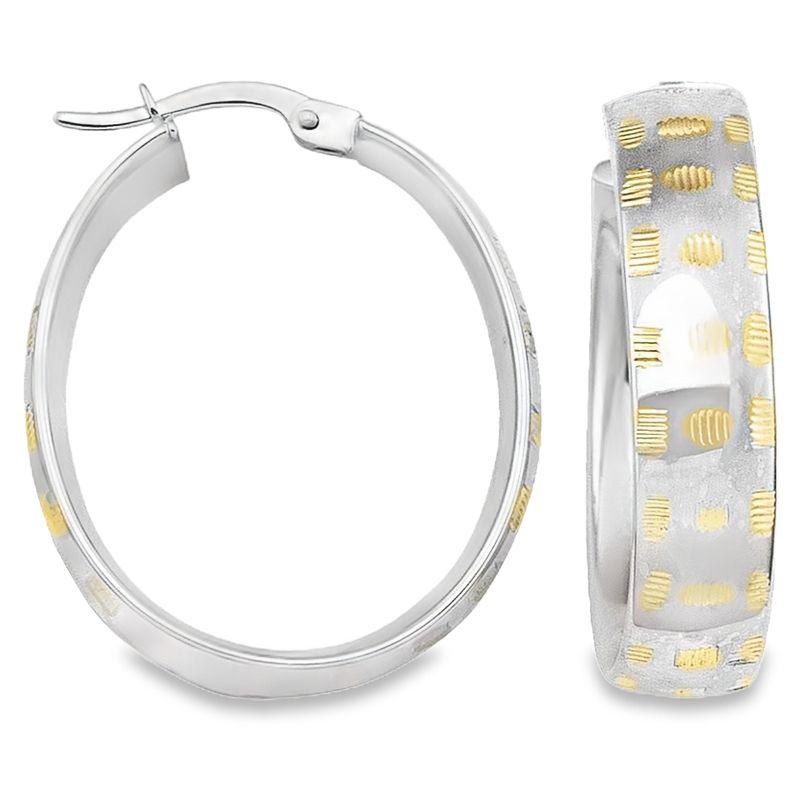 10K Yellow and White Gold Hoop Fancy Earrings