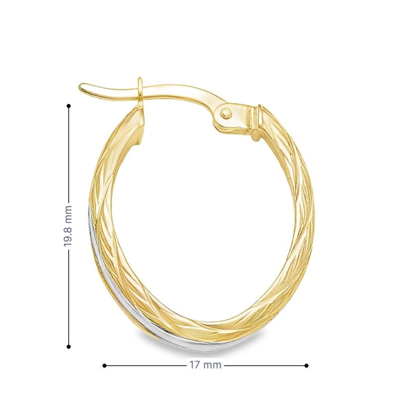 10K Two-Tone Gold Patterned Hoop Earrings