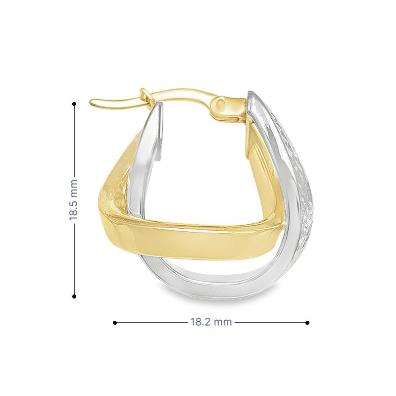 10K Two Tone Gold Fancy Hoop Earrings