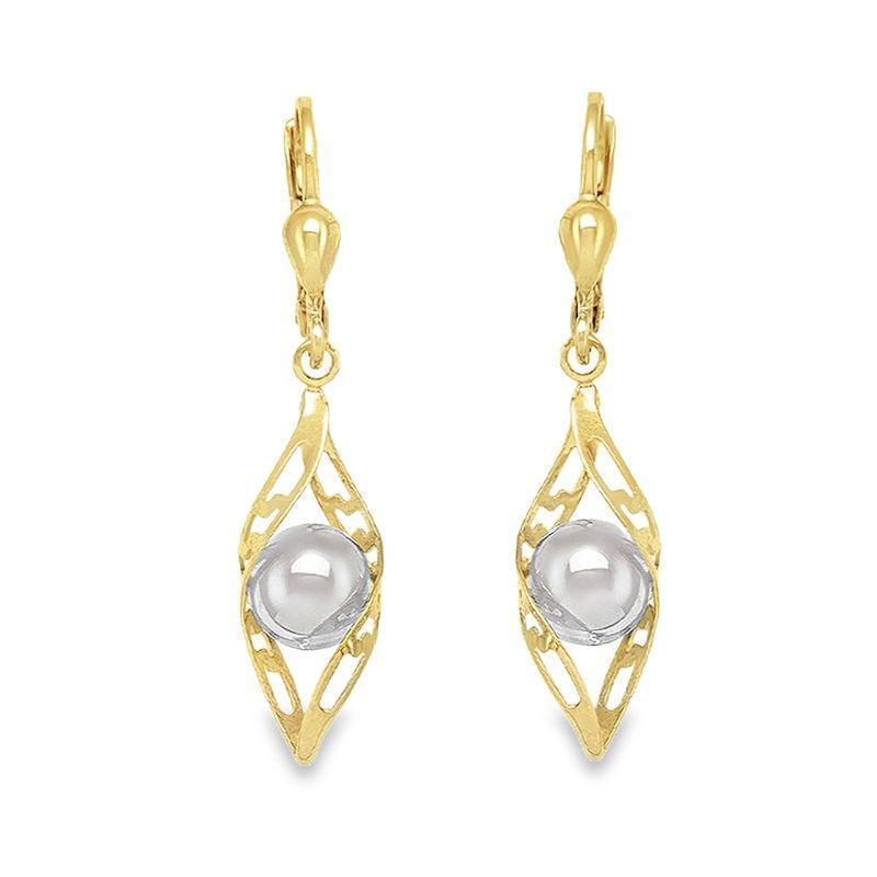 10K Yellow, White Gold Fancy Drop Earrings