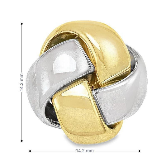 10K Yellow and White Gold Love Knot Stud Earrings