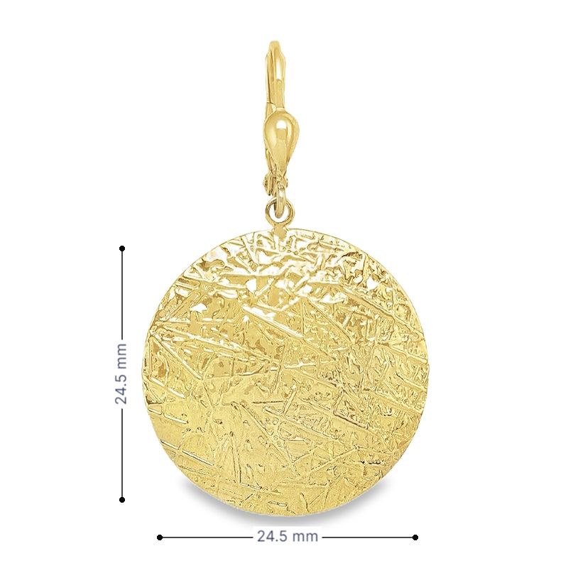 10K Yellow Gold Textured Disc Earrings