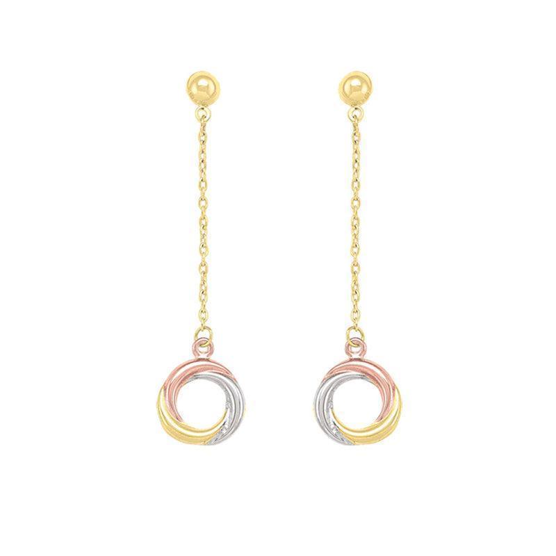10K Tri-Colour Gold Knot Drop Earrings