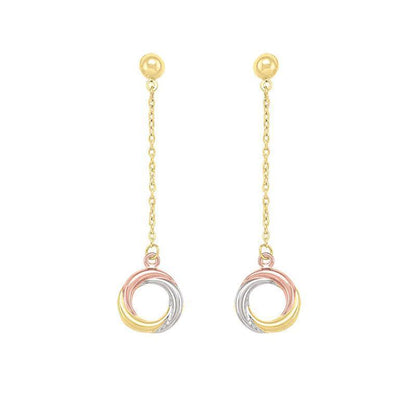 10K Tri-Colour Gold Knot Drop Earrings